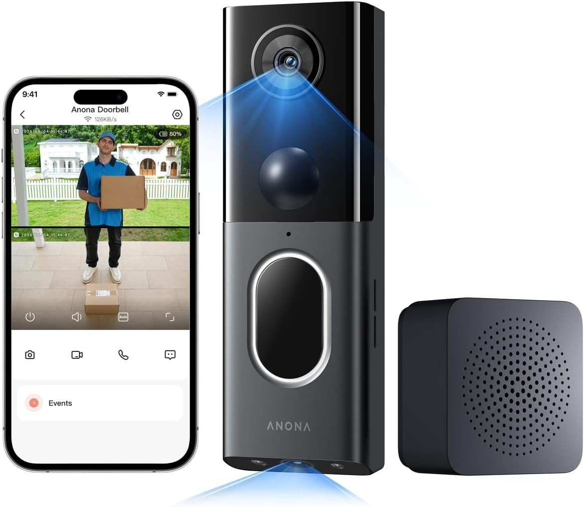 Anona 3K Dual Cam Video Doorbell Camera Wireless No Subscription with Chime Anona 3K Dual Cam Video Doorbell Camera Wireless No Subscription with Chime