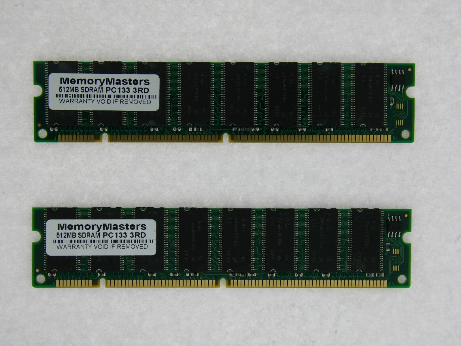 1GB PC133 SDRAM 2X512MB 168 pin 64MX4 HIGH DENSITY RAM RARE USE