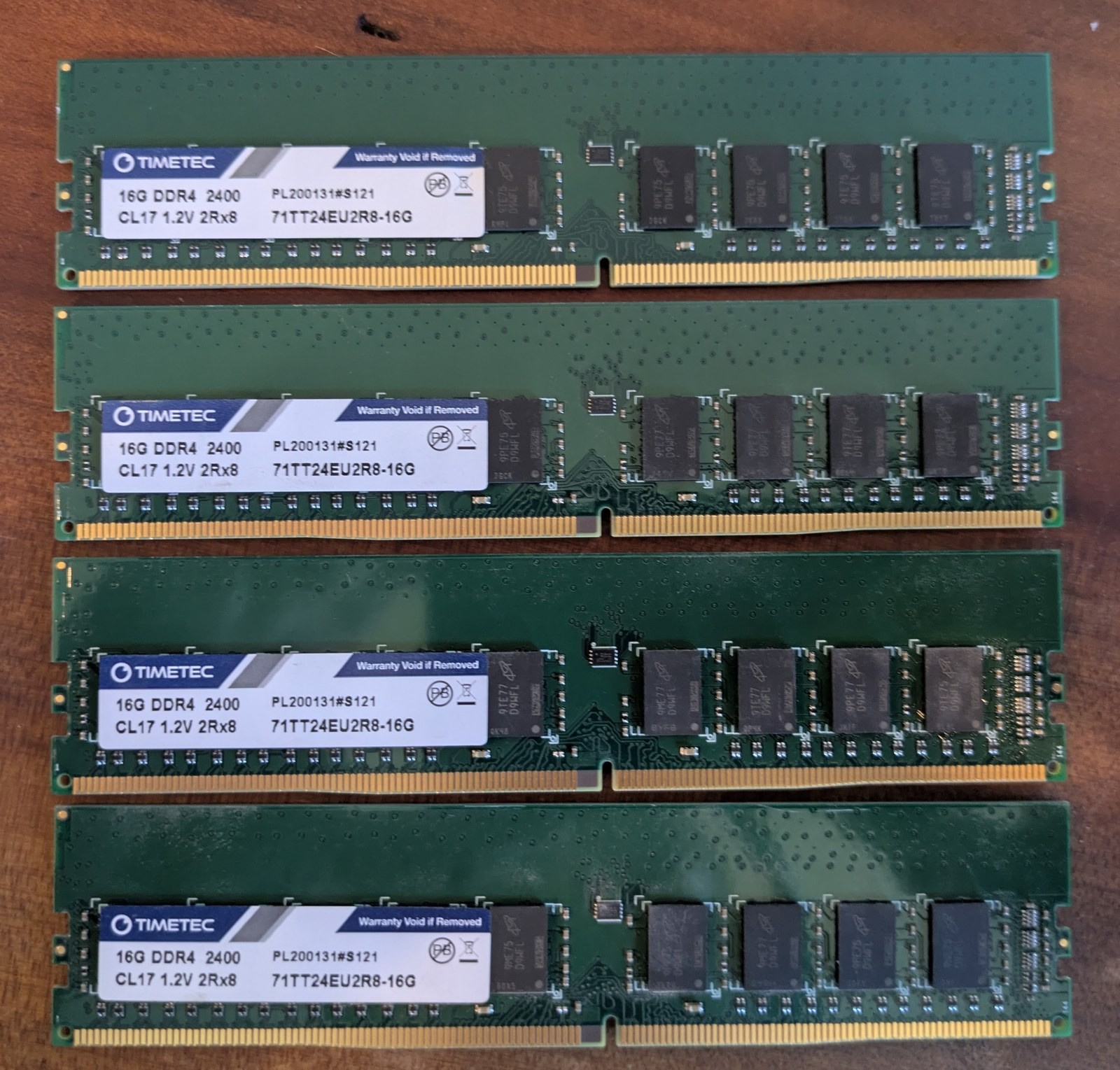(1) Timetec 71TT24EU2R8-16G 16GB DDR4 2400 CL17 UDIMM ECC Server RAM Module