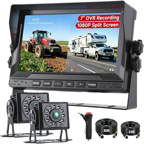 Dual RV Backup Camera System for Truck, 7