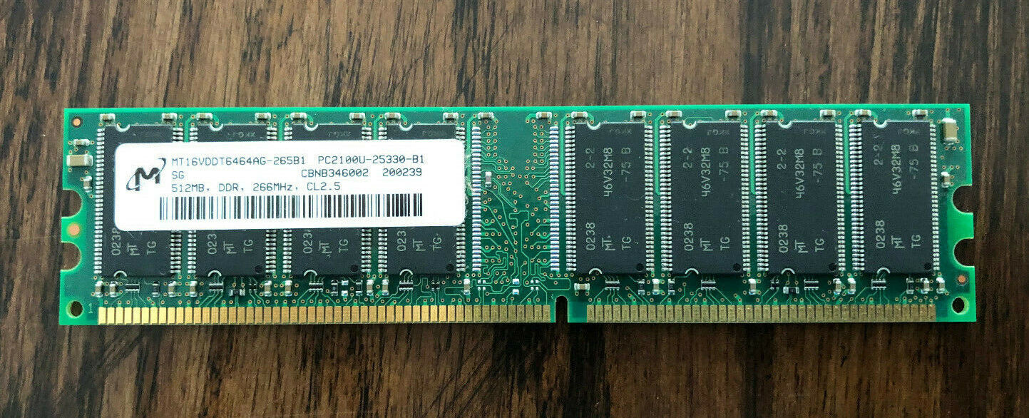 Micron MT16VDDT6464AG-265B1 512MB DDR266 PC2100 184pin CL2.5 Memory Module