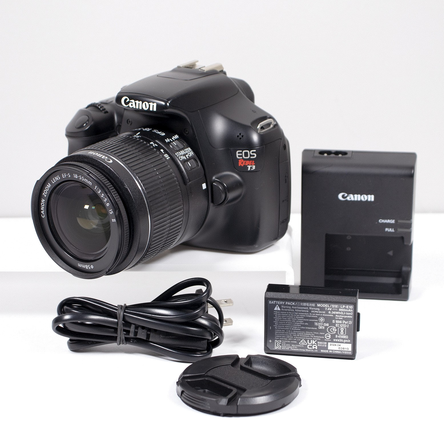 Canon T3 Digital SLR Camera w/18-55mm Lens**Low Shutter #4650**TESTED & CLEAN**