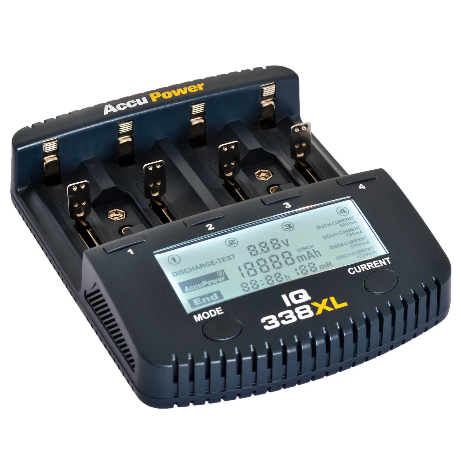 AccuPower IQ338XL Battery Charger Tester Li-ion NiMH NiCd AA AAA C D 9V 18650 
