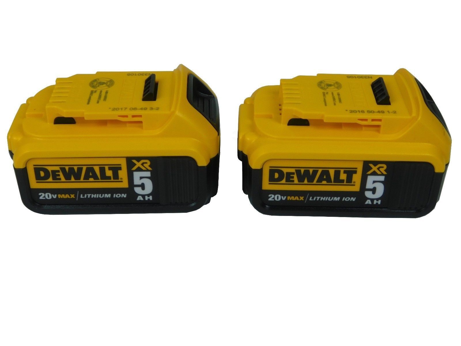 (2) DEWALT DCB205-2 20V 20 Volt Lithium Ion 5.0 AH Battery Packs New DCB205