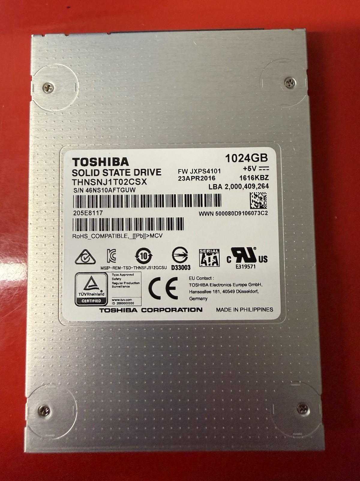 Toshiba THNSNJ1T02CSX 1TB (1024GB) 2.5