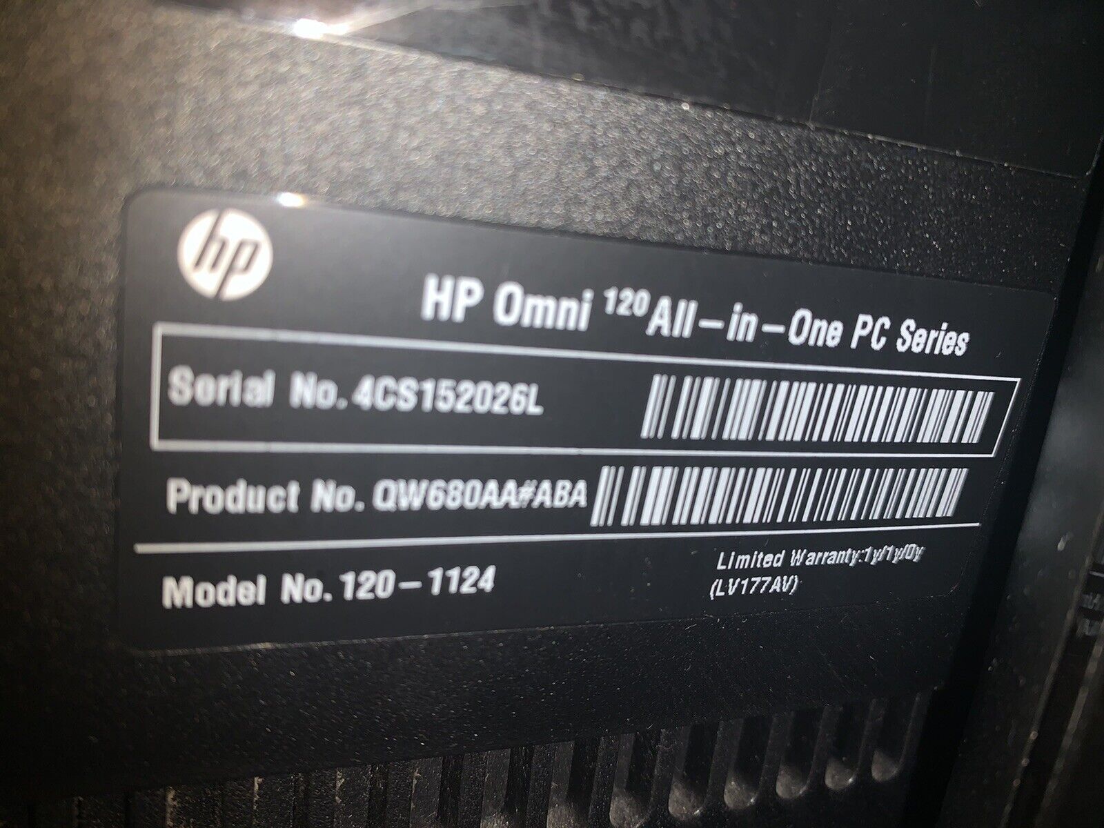 Hp Omni 120 All In One Pc Series Model 120-1034 Windows 10 ,1 Tb Hd, 6Gb Ram