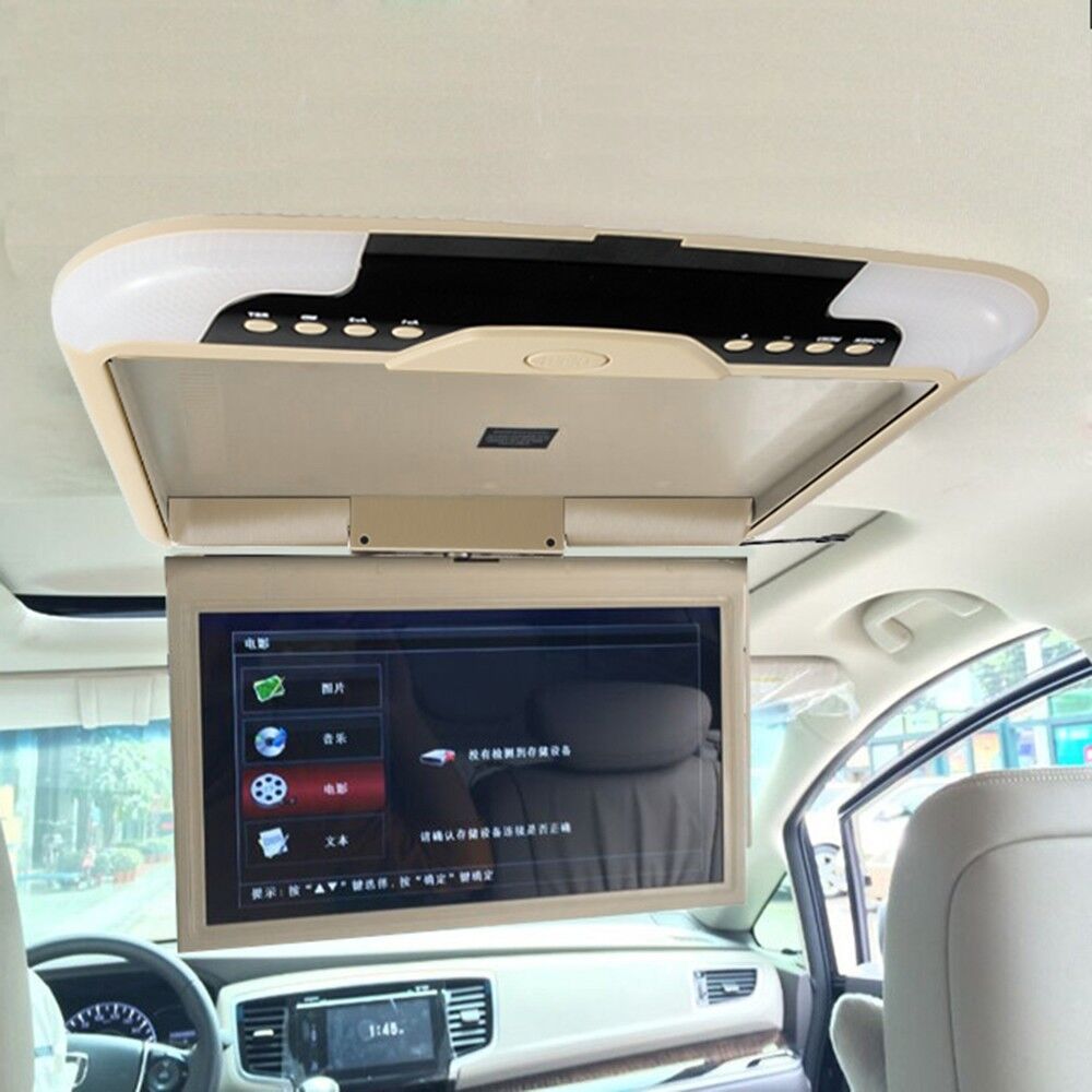 13inch Car Roof Monitor LCD TFT Overhead Flip Down Car Ceiling Screen Beige  US
