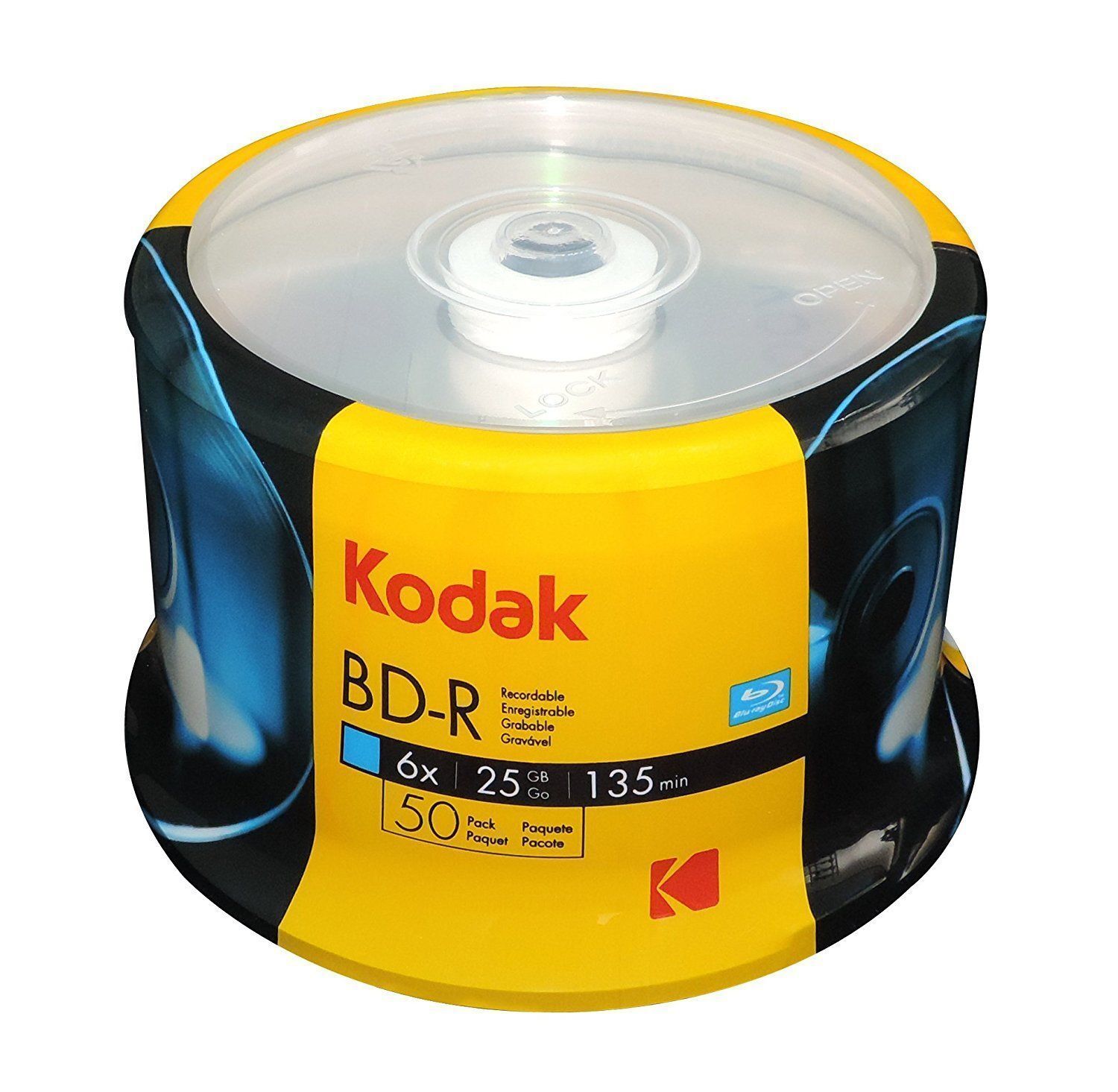 50 KODAK 6X Blank BD-R BDR Blu-Ray Logo Branded 25GB Media Disc