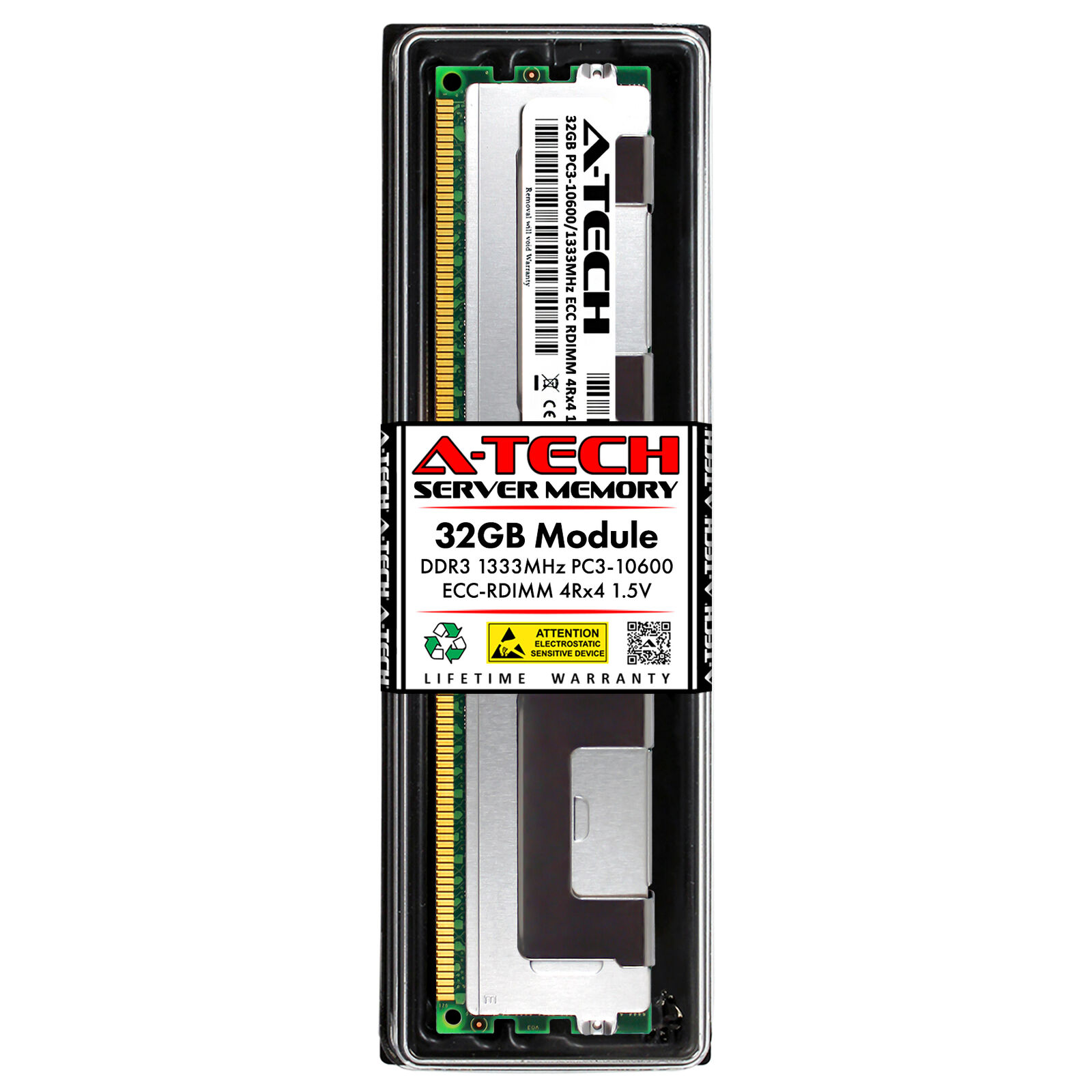 A-Tech 32GB 4Rx4 PC3-10600R DDR3 1333 MHz ECC RDIMM REG Server Memory RAM Module
