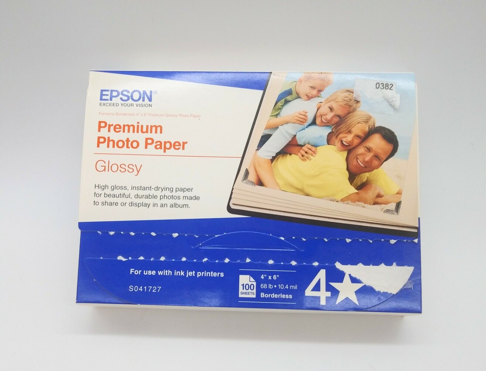 Lot of 4 Epson Premium Inkjet Photo Glossy Paper 4 x 6 in, 100/Box (S041727)