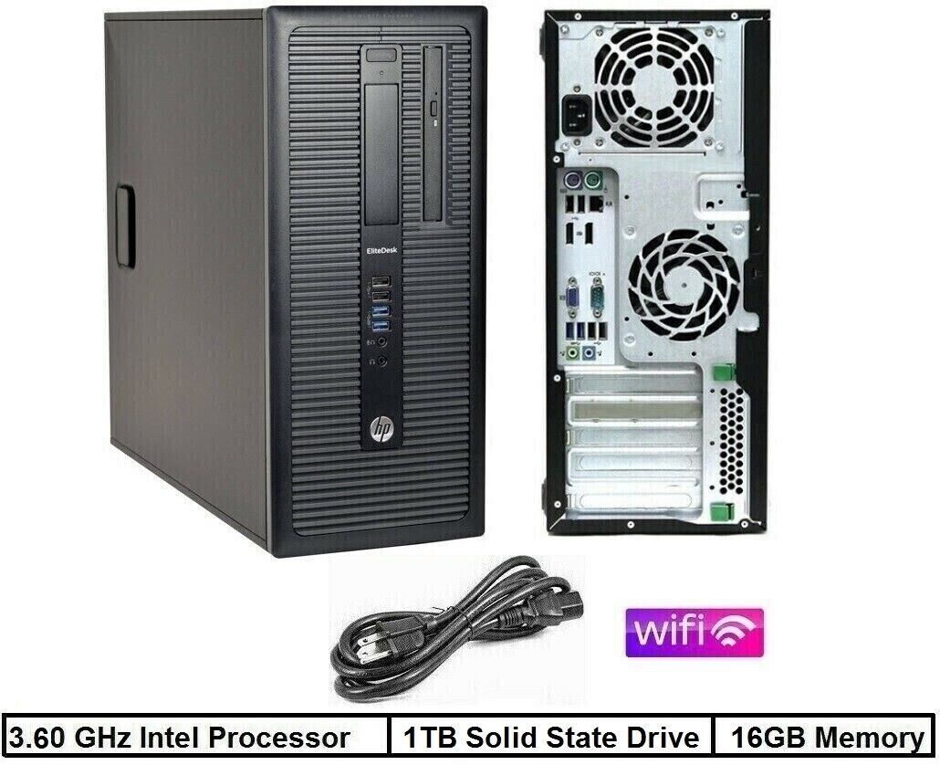 HP Core i7 EliteDesk 800 Desktop PC 3.60GHz CPU 16GB RAM 1TB SSD Windows 10 Pro