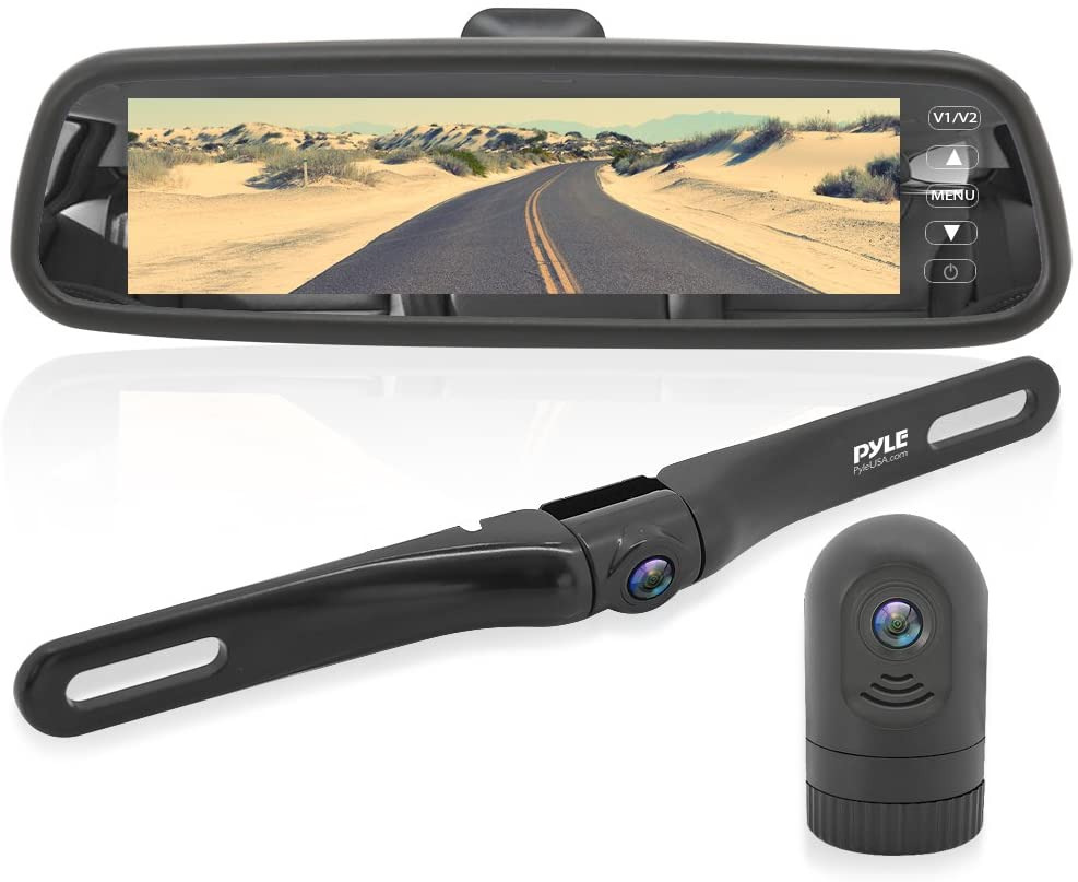 Dash Cam Rearview Mirror Monitor - Dual Front Rear Slim Bar W/ Backup Camera 7.4