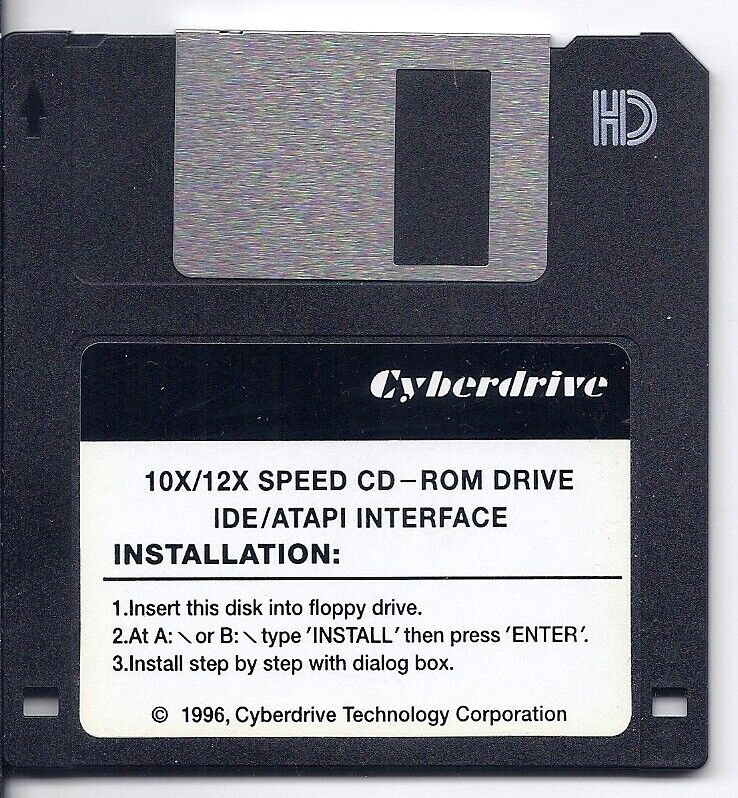 vintage 1.44 floppy disc disk - Cyberdrive IDE ATAPI CD-ROM Drive Installation