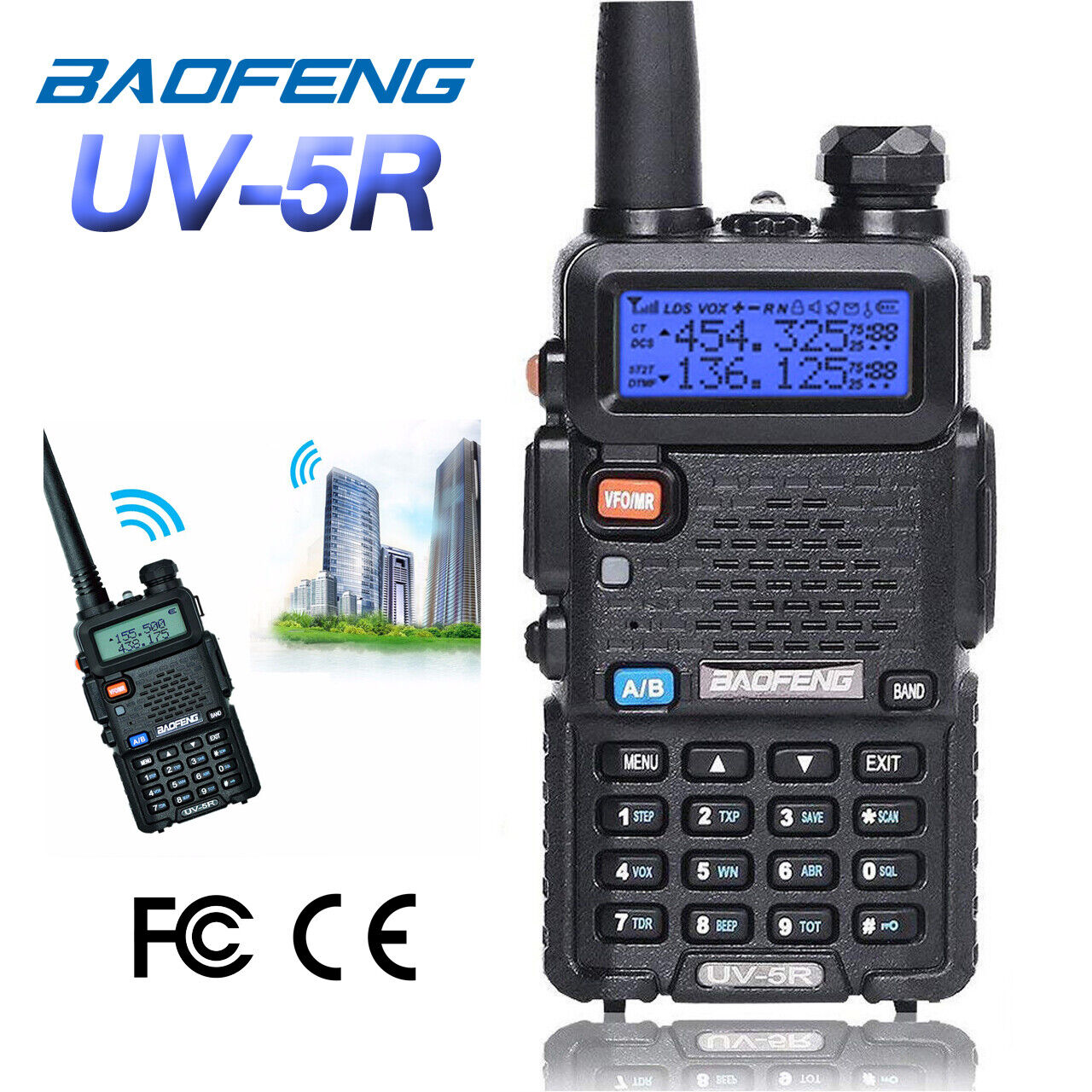 Baofeng UV-5R VHF UHF Dual-Band FM Ham 5W Portable Two-way Radio Walkie Talkie