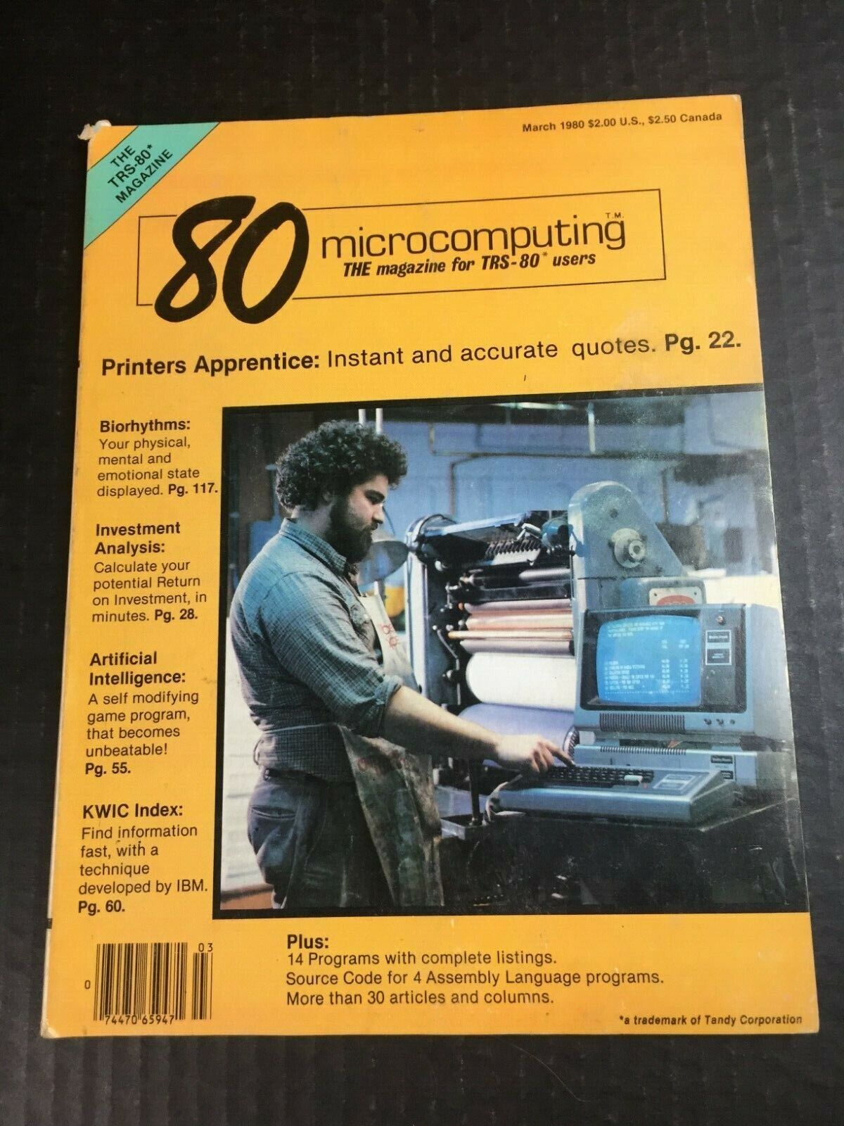 Vintage 80 Microcomputing Magazine TRS-80 Users Games Programs March 1980