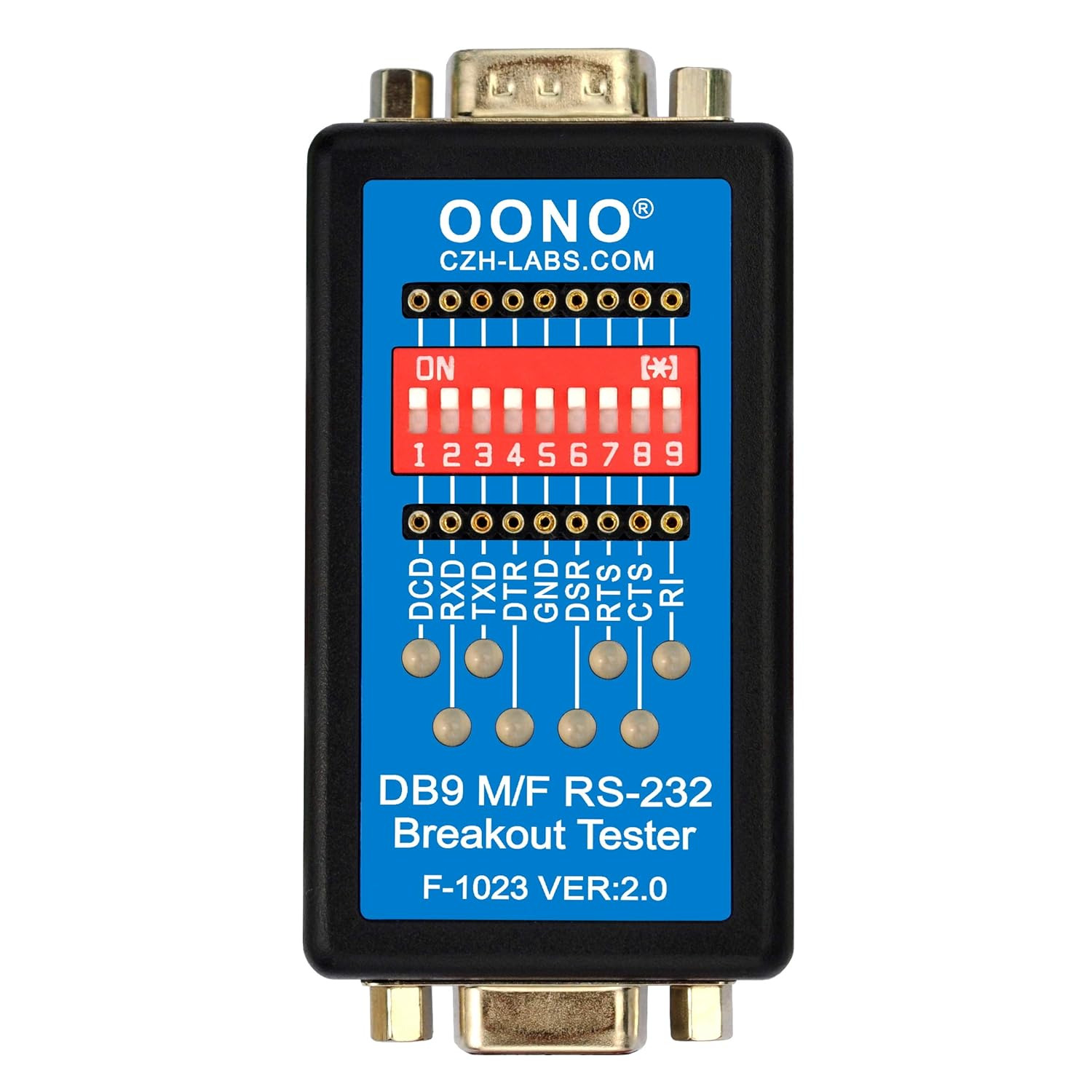 RS232 Breakout Tester LED Monitor, DB9 Male to Female Breakout Module