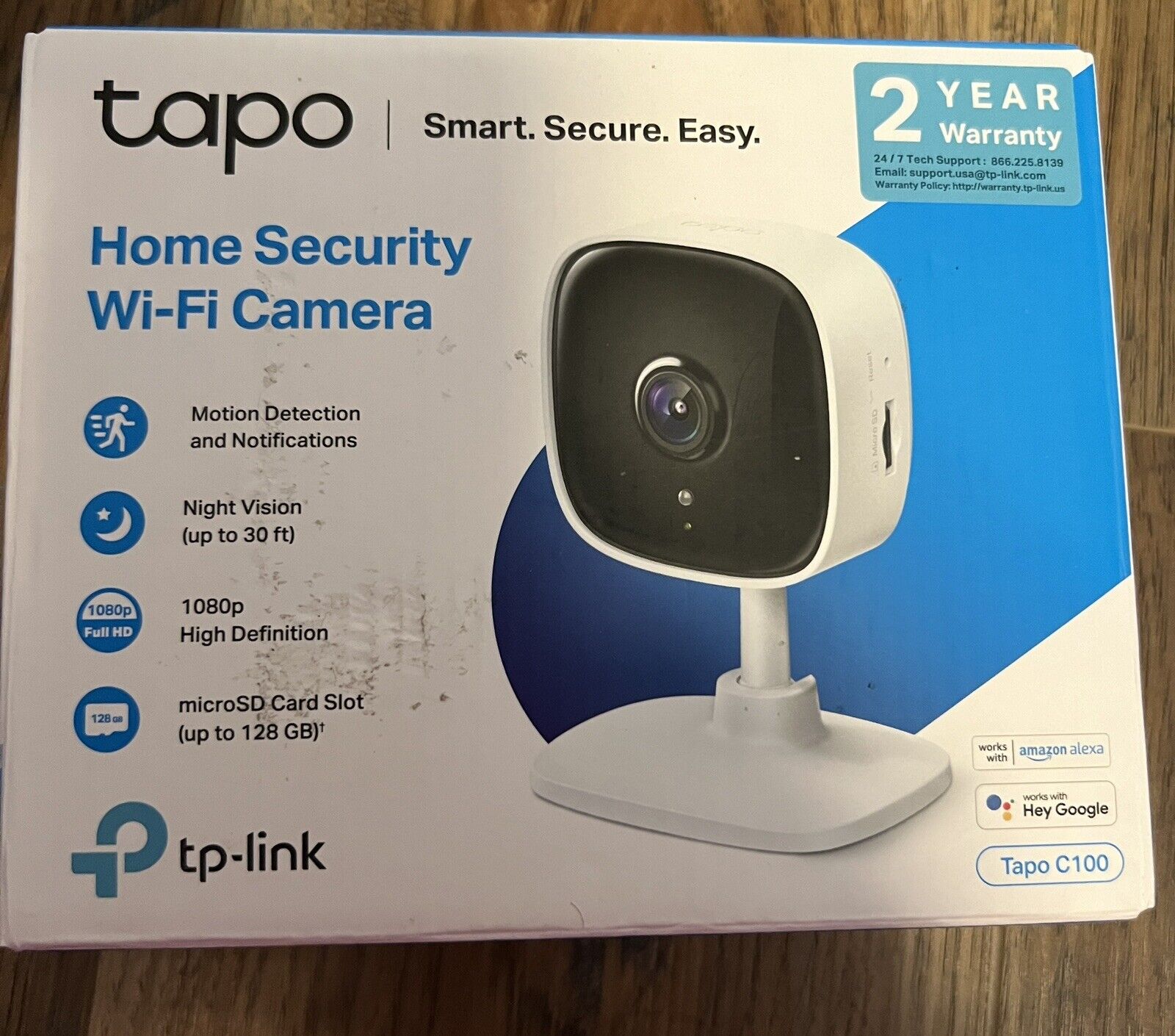 EUC TP-Link Tapo 1080P Indoor Security Camera Baby Monitor Night Vision C100—K