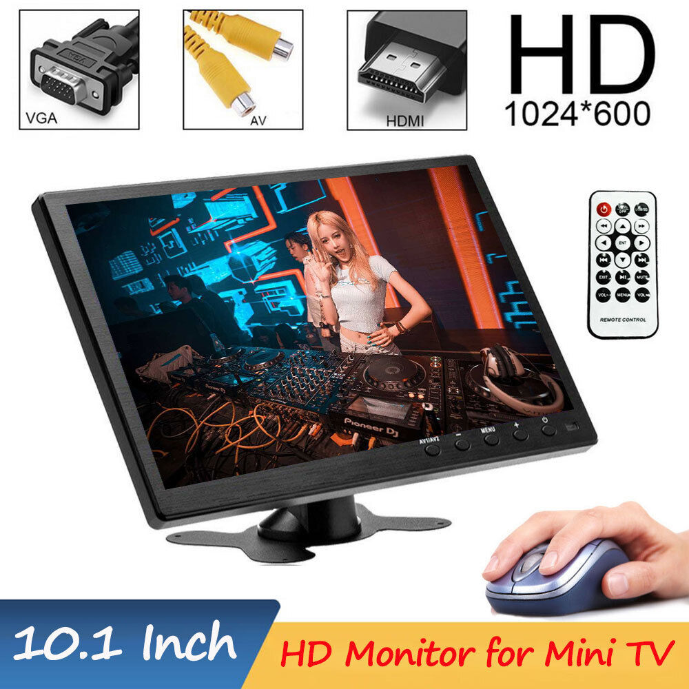 10.1'' Monitor For Home Security HD LCD TV & PC Screen AV/RCA/VGA/HDMI Input
