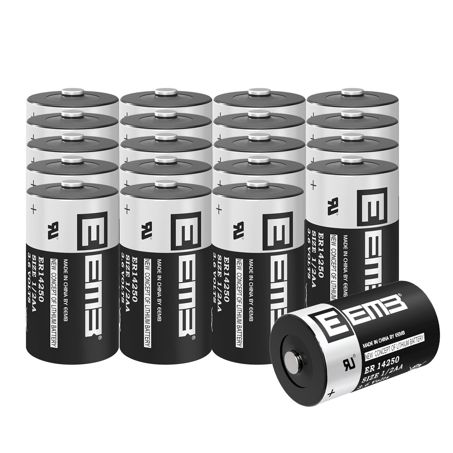 Pack ER14250 1/2AA 3.6V 1200mAh Non-Rechargeable Lithium Batteries