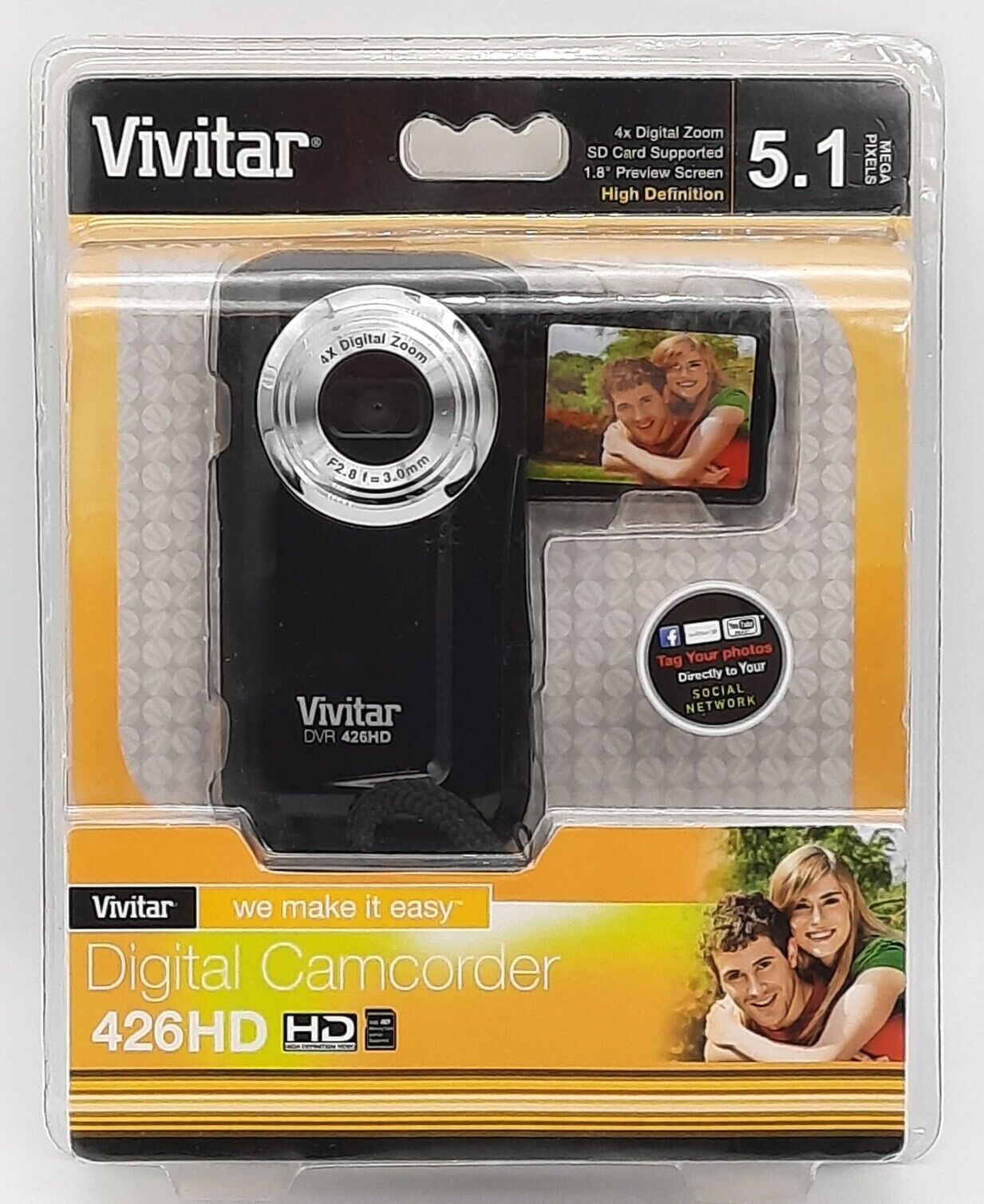 Vivitar DVR 426HD Handheld Digital Camcorder with Camera  Black  