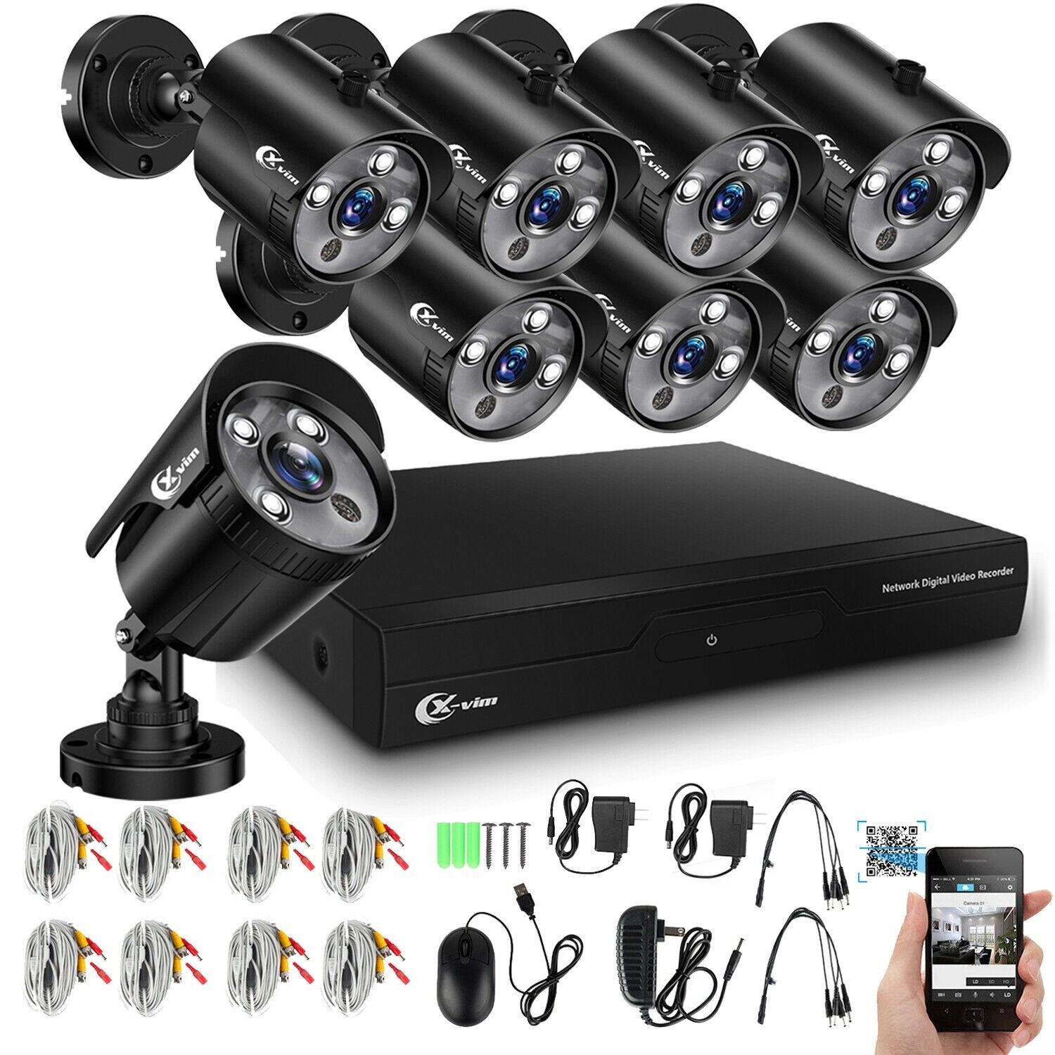 XVIM 8CH 1080P HD DVR Outdoor Night Vision 1920TVL CCTV Security Camera System