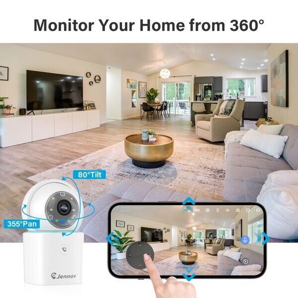 Jennov 2K Indoor Home Security Camera-Pet Dog Monitor, Phone App, Motion Detect