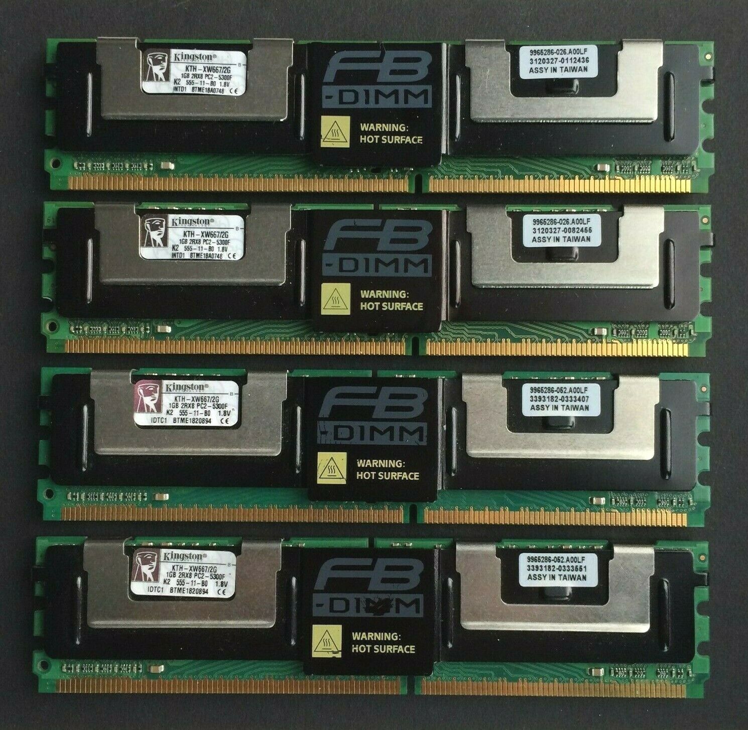 KINGSTON RAM Memory 4GB kit (4x1GB modules) 2RX8 PC2-5300F KTH-XW667/2G FB-DIMM