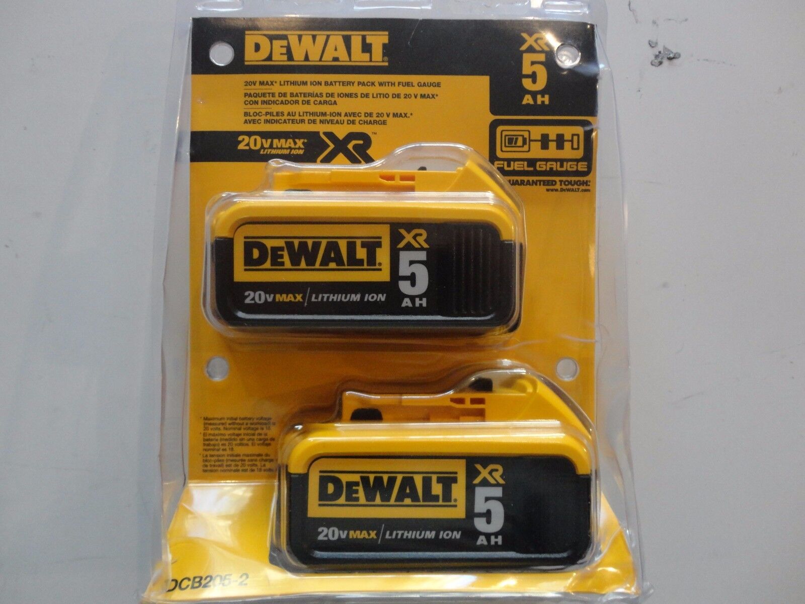 DEWALT DCB205-2 20V 20 Volt Lithium Ion 5.0 AH Battery Packs New In Package NIP