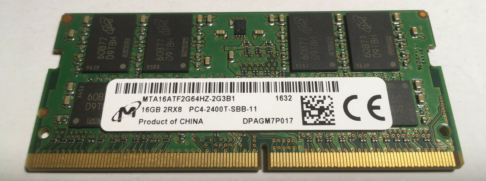 Micron 16GB 2Rx8 DDR4-3000 PC4-2400T (2Rx8) SO-DIMM LAPTOP MEMORY MODULE