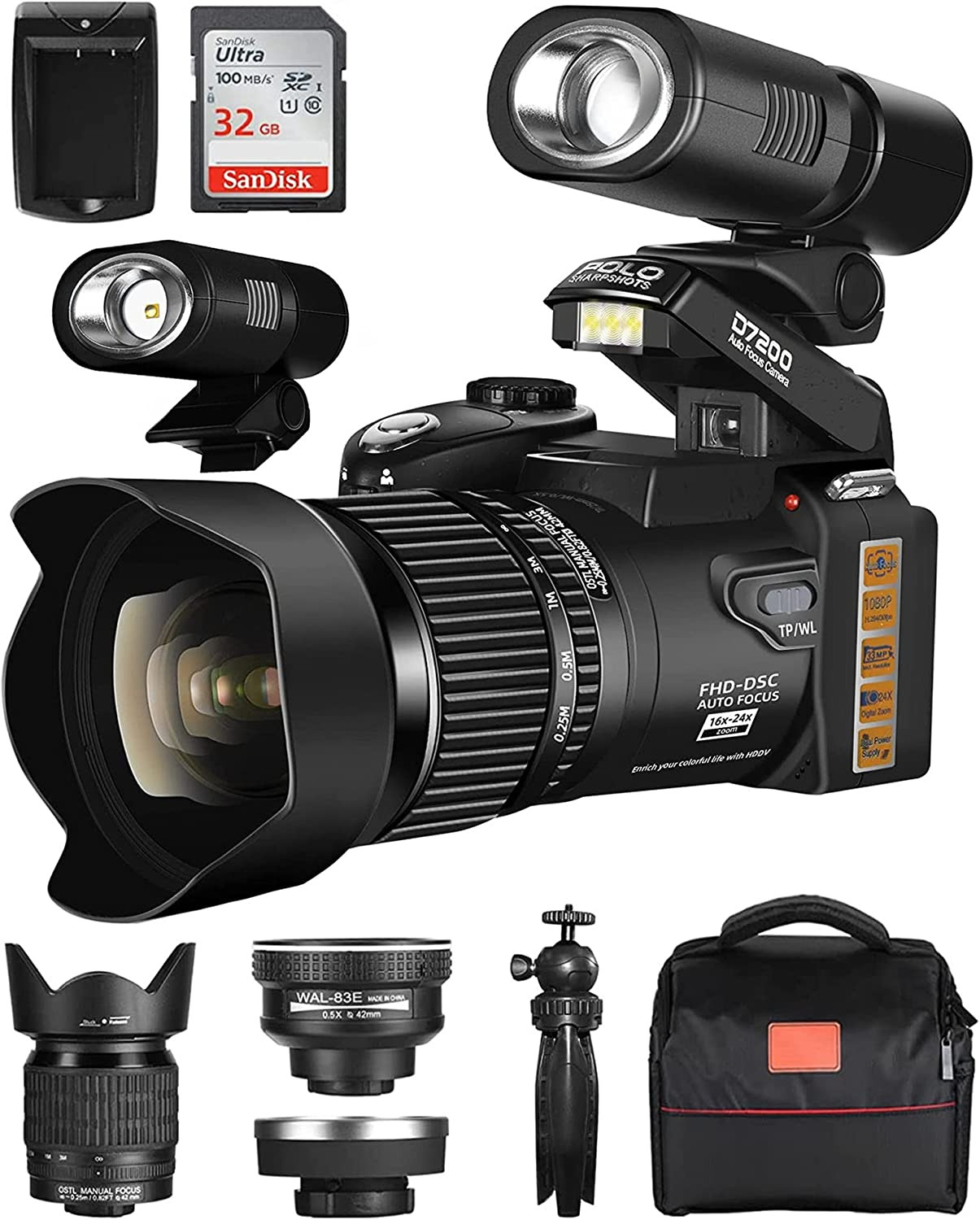 Digital SLR Camera 33MP FHD DSLR Camera 4K Digital Camera Camcorder With Lenses