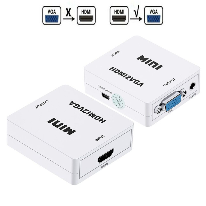 HDMI to VGA Mini Full HD Video 1080P Audio Converter Adapter for PC TV Monitor