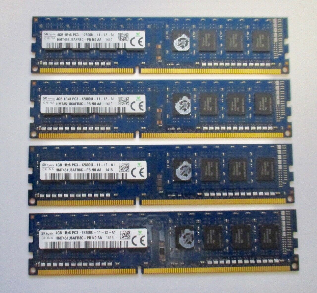 Lot 4 Hynix 4GB PC3-12800U 1600MHz DDR3 SDRAM Desktop Memory HMT451U6AFR8C-PB