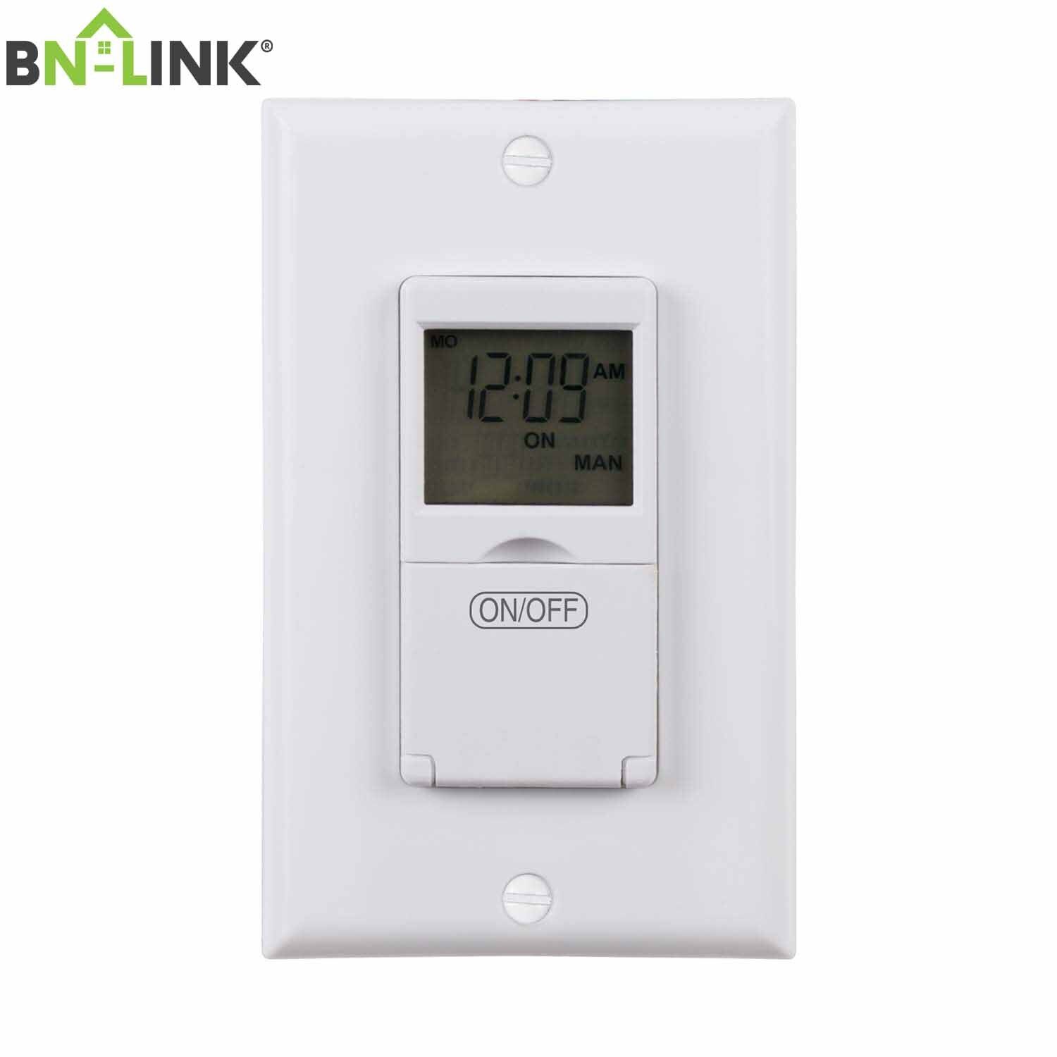 BN-LINK 7 Day Programmable In-Wall Timer Switch Digital for Fans, Lights, Motors