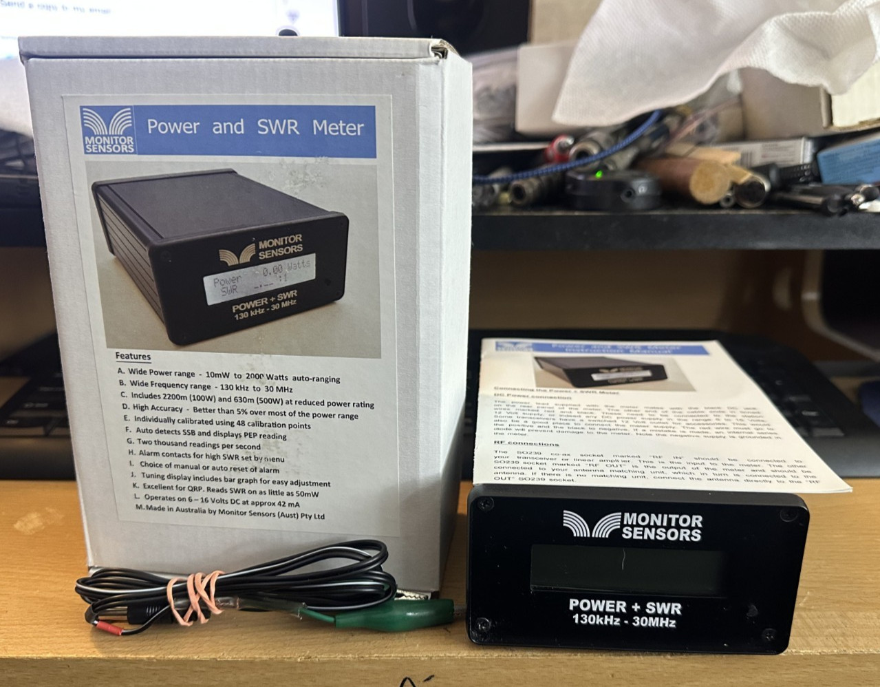 Used Monitor Sensors Swr & Power Meter 130khz-30mhz 2000 watts in Box Used Monitor Sensors Swr & Power Meter 130khz-30mhz 2000 watts in Box