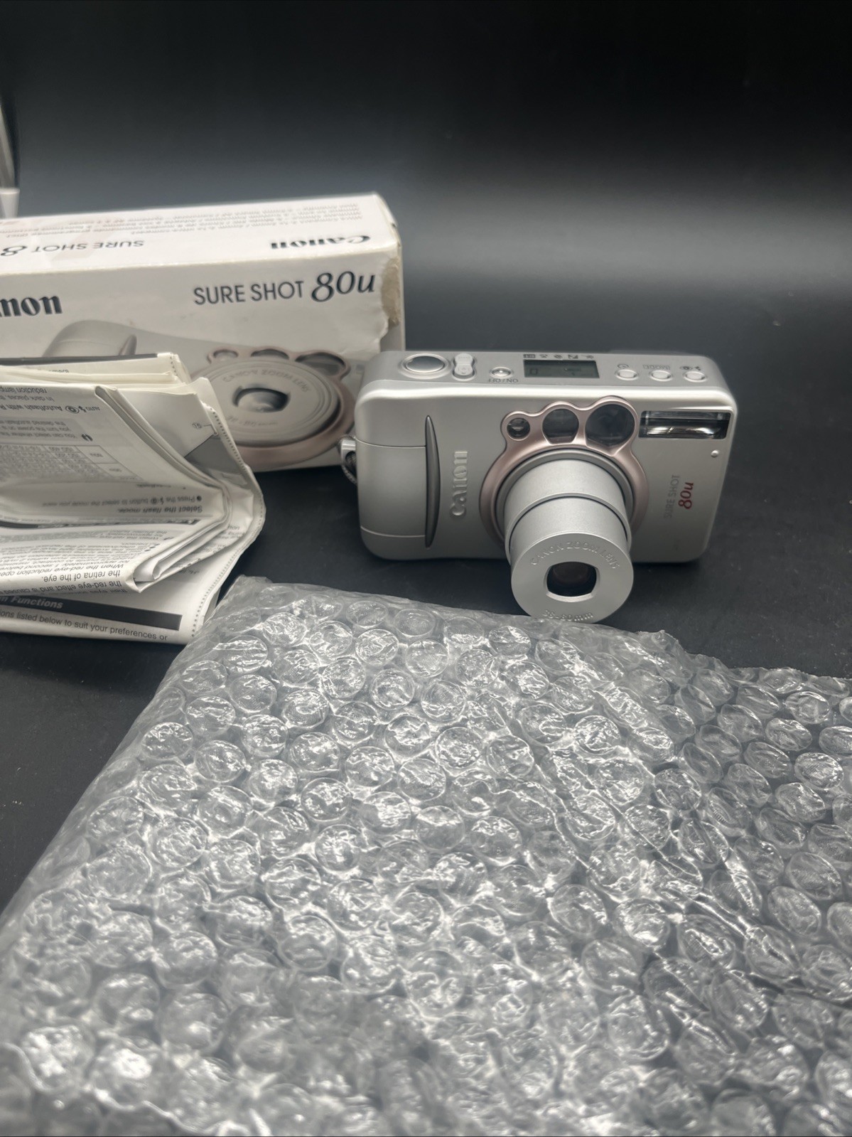 Canon Sure Shot 80u 35mm Film Camera Point & Shoot Silver Tested With New Batt. Canon Sure Shot 80u 35mm Film Camera Point & Shoot Silver Tested With New Batt.