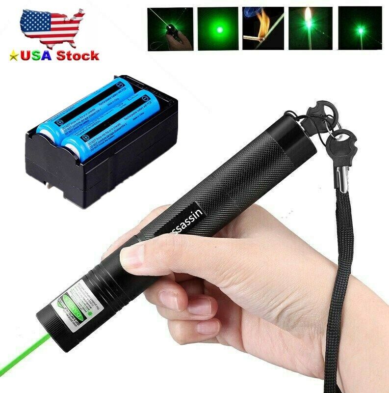 990Miles 532nm Green Laser Pointer 1mw Lazer Pen Visible Light Battery+Charger