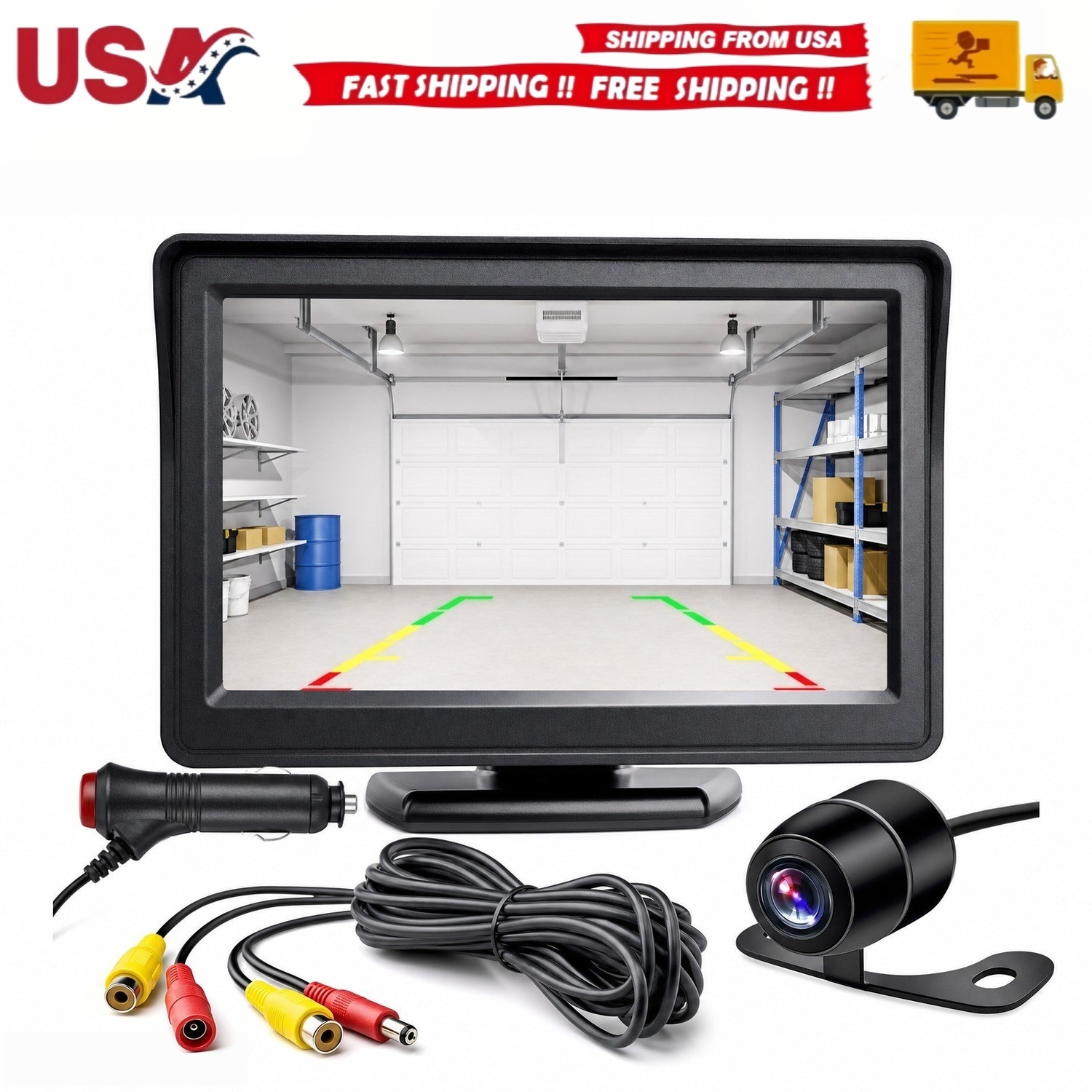 Car Rear View Backup Camera Reverse Parking Night Vision and 4.3