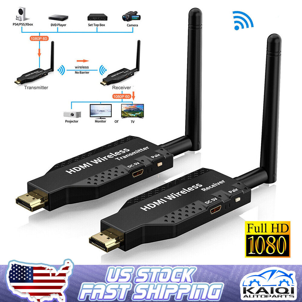 50m Wireless HDMI Extender Video Transmitter Receiver Fr Camera PC To TV Monitor