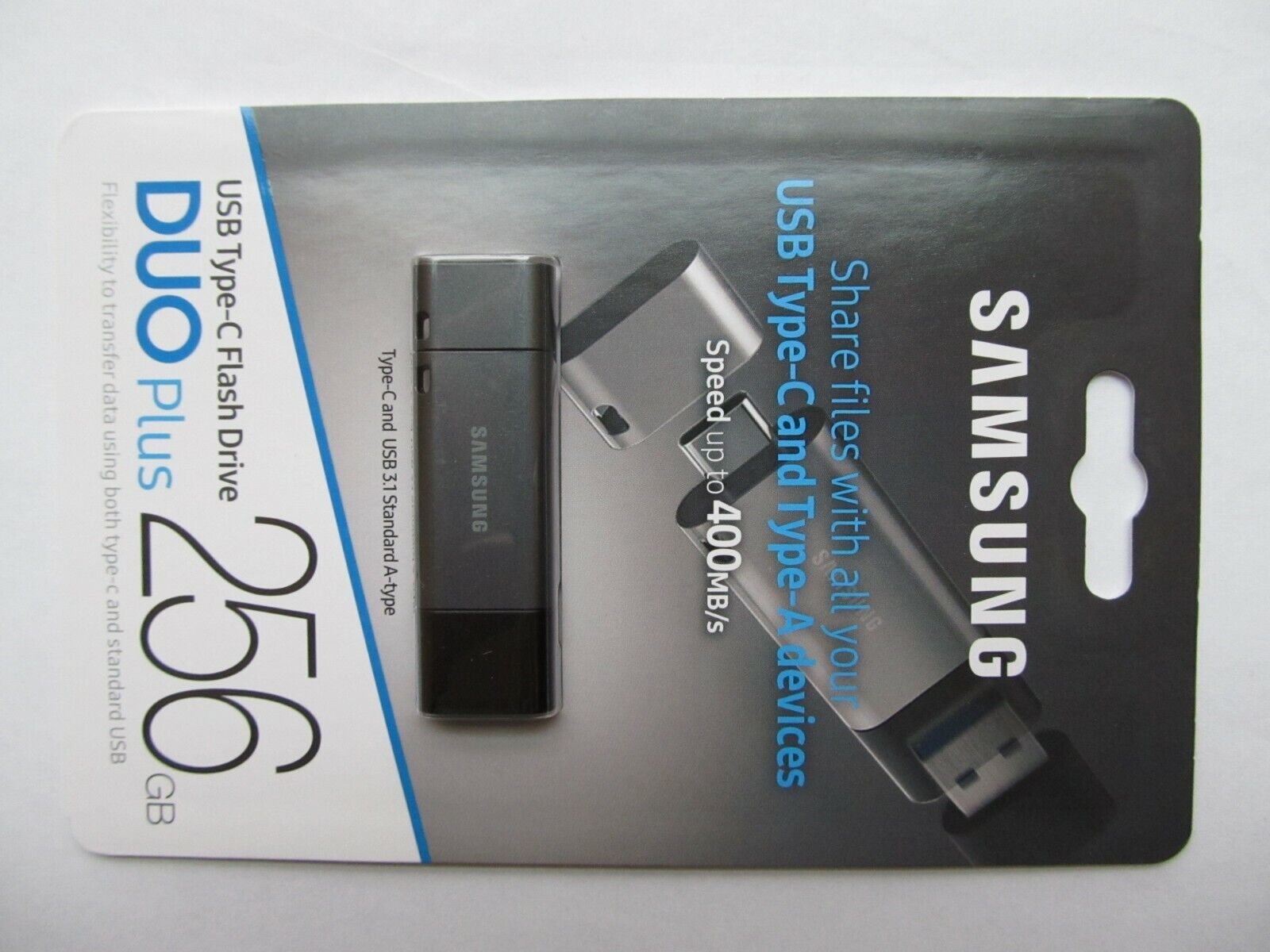 New Samsung USB 3.1 Flash Drive DUO Plus 256GB MUF-256DB/AM type C , 400 MB/s