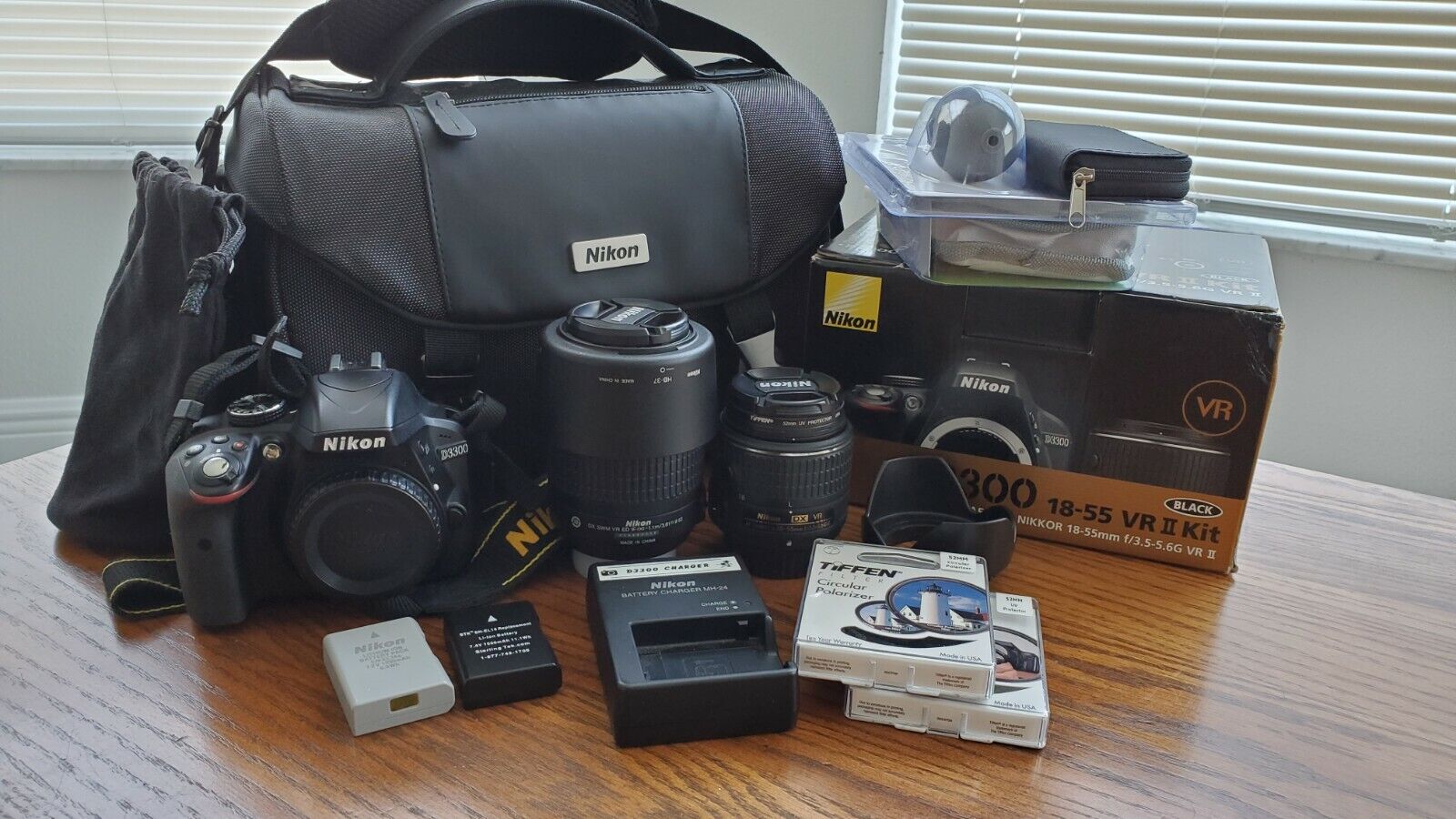 Nikon D3300 24.2MP Digital SLR Camera Kit AF-S DX 18-55mm and 55-200mm +more