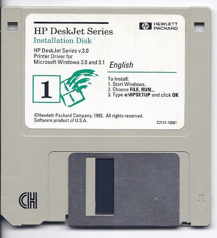 vintage 1.44 floppy disc disk HP Deskjey Series Installation Disk for Window 3.0