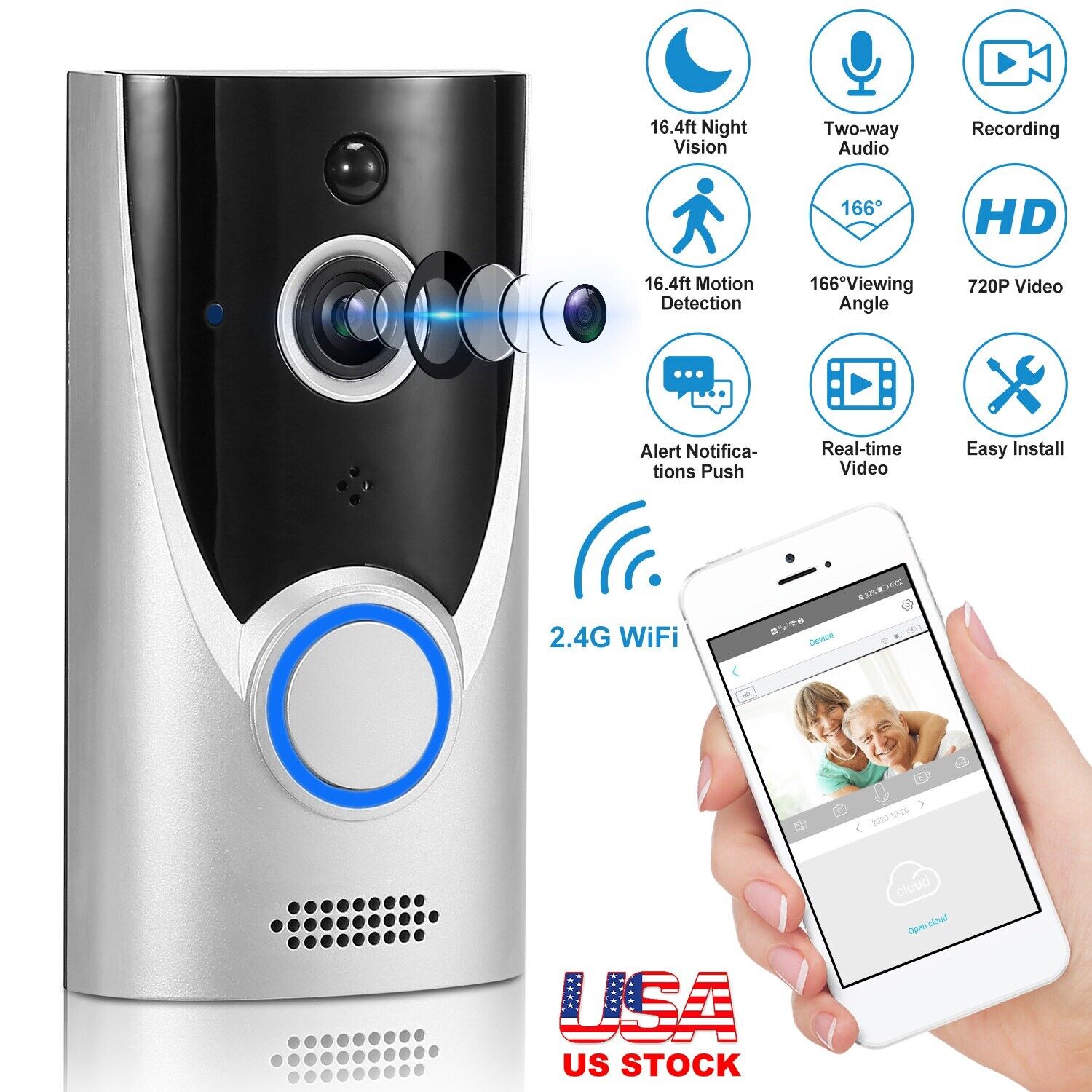 Smart Video Doorbell Wifi Bell Doorbell Security Intercom Camera Door Bell Chime