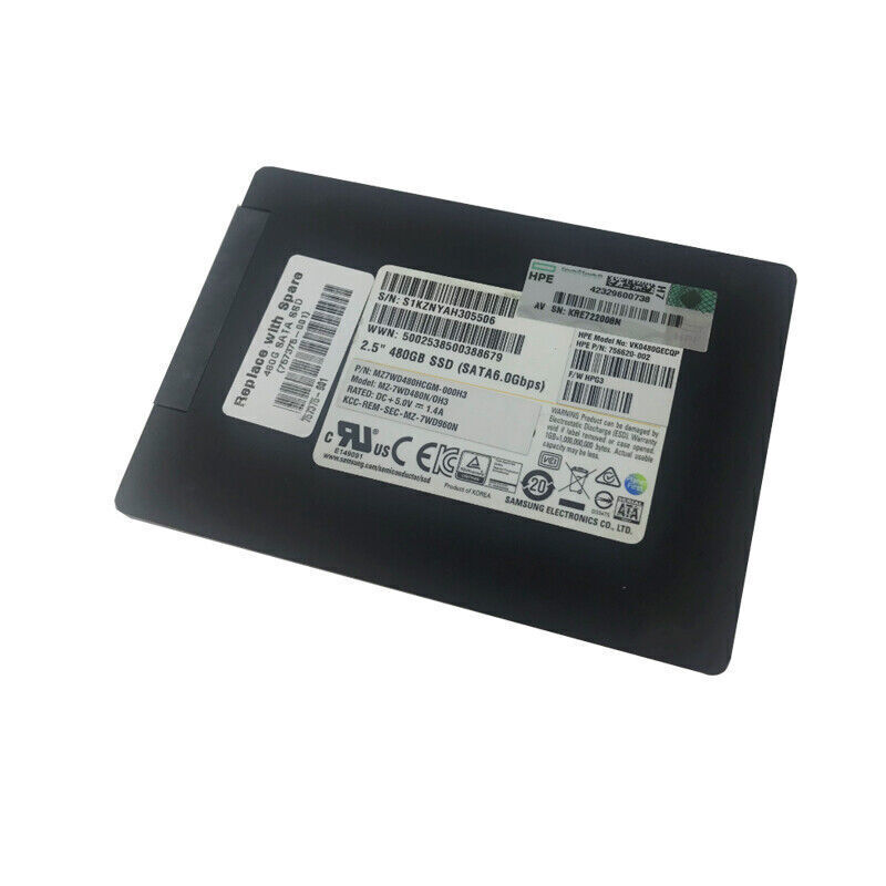 Samsung 480GB SM843T SSD 2.5 SATA Solid State Drive VK0480GECQP MZ-7WD480N/0H3