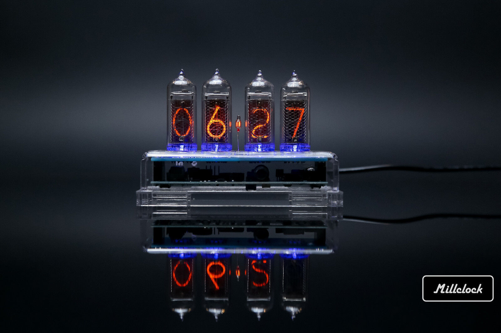 IN-14 NIXIE TUBE CLOCK ASSEMBLED WITH ENCLOSURE AND ADAPTER 4-tubes by MILLCLOCK