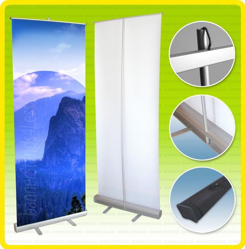 24x79 Retractable Banner Stand Trade Show Roll Up Custom Display Free Printing