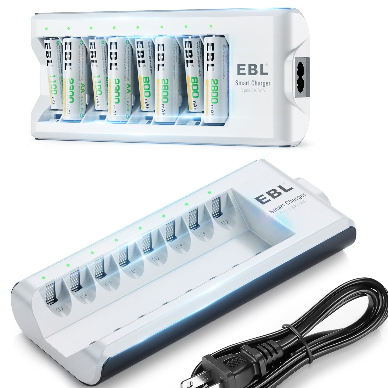 EBL 8 Slot Individual LED Battery Charger For AA AAA Rechargeable Batteries