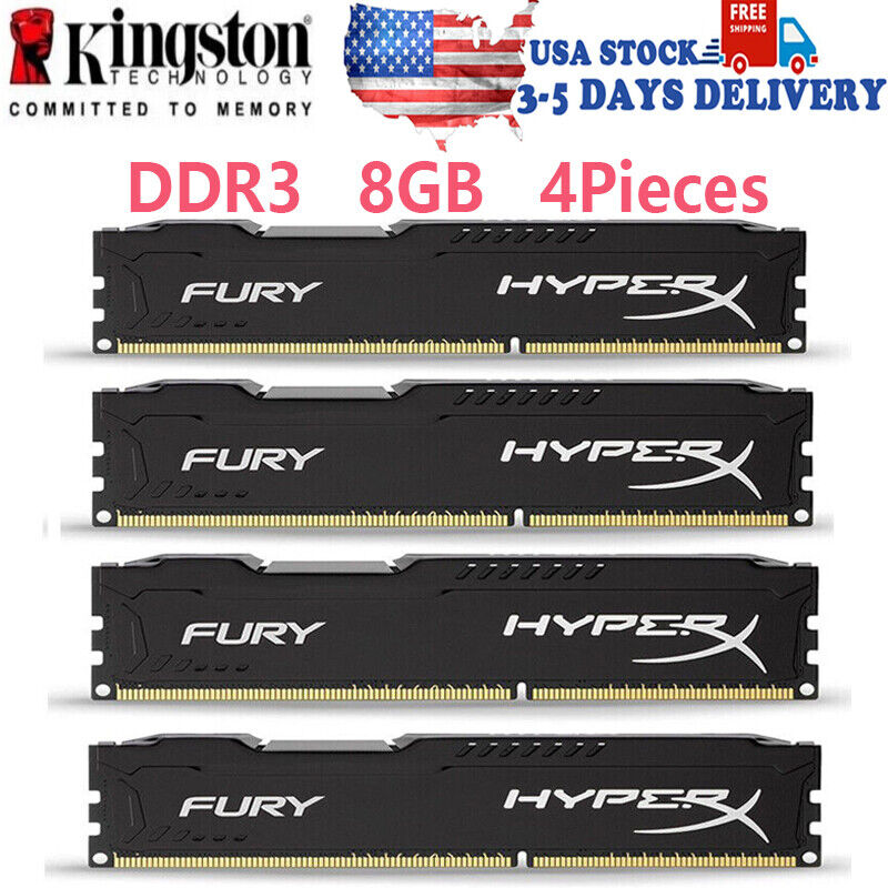 KINGSTON HyperX FURY DDR3 1866 32GB KIT 4x 8GB PC3-14900 Desktop RAM Memory DIMM