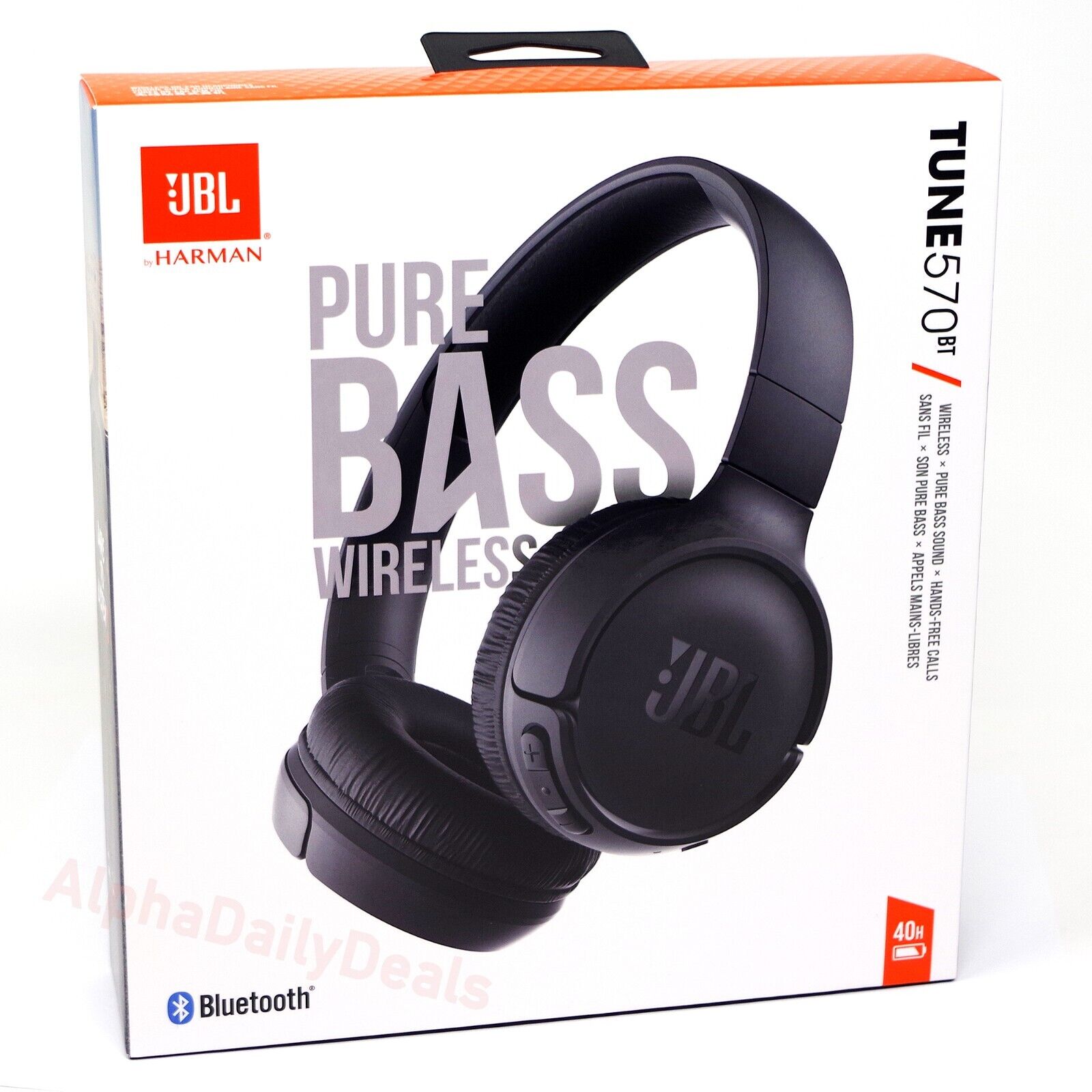 NEW JBL Tune 570BT Wireless Bluetooth Stereo On-Ear Headphones with Mic Black
