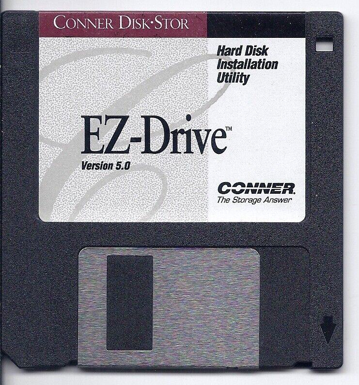 vintage 1.44 floppy disc - Conner Stor EZ-Drive hard drive installation utility