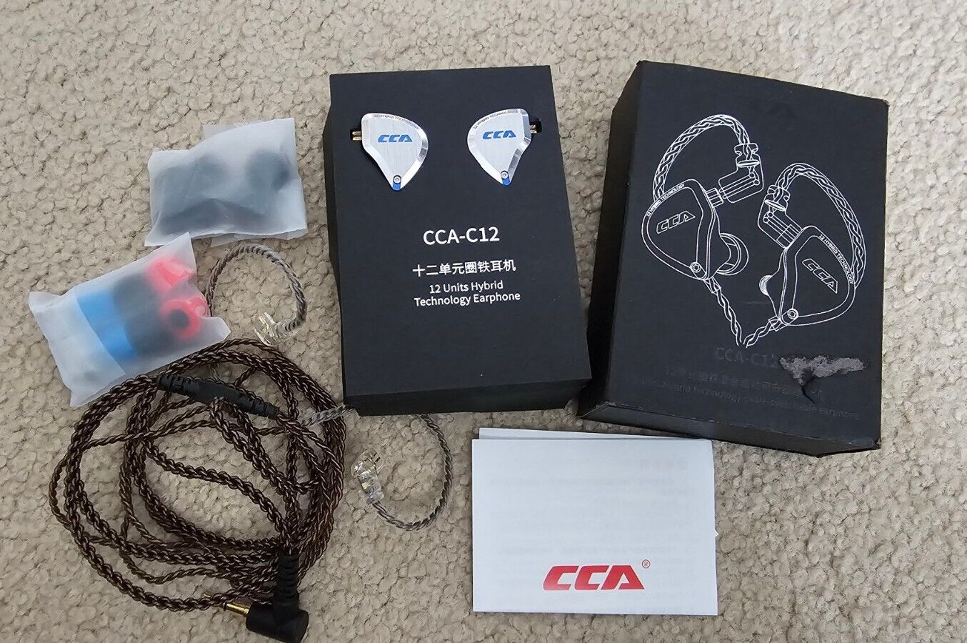CCA C12 5BA + 1DD Balance Armature Hybrid IEM In Ear Monitors Wired Earphones